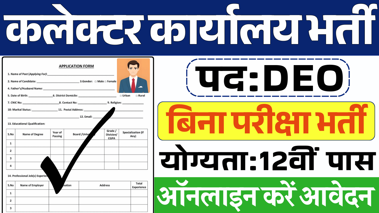 कलेक्टर ऑफिस भर्ती 2025, Collector Office Vacancy, कलेक्टर ऑफिस भर्ती