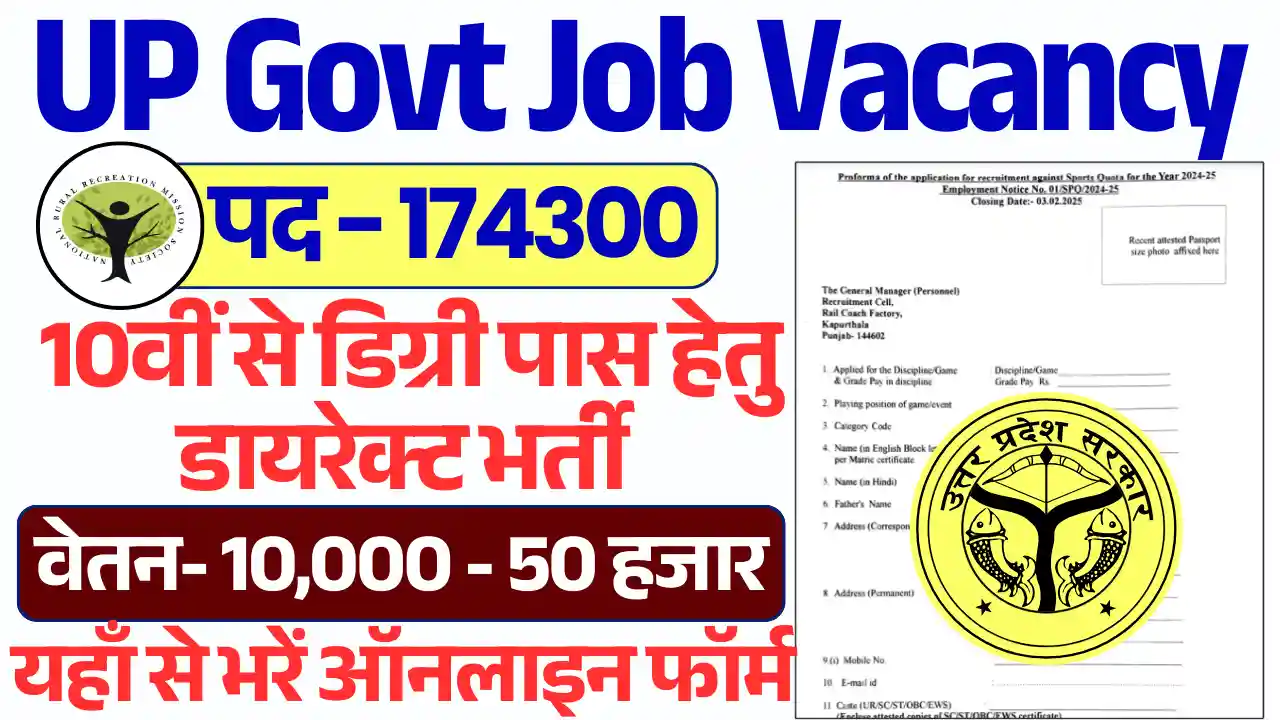 174300 पदों पर UP Govt Job Vacancy 2025: 10वी से लेकर डिग्री पास सभी करे आवेदन